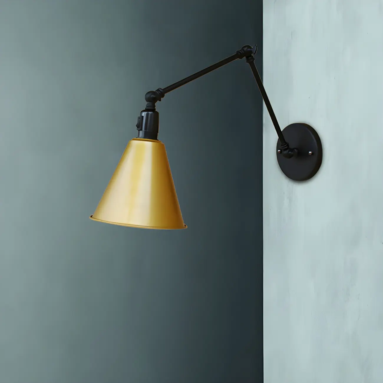 1-Light Cone Metal Swing Arm Wall Light