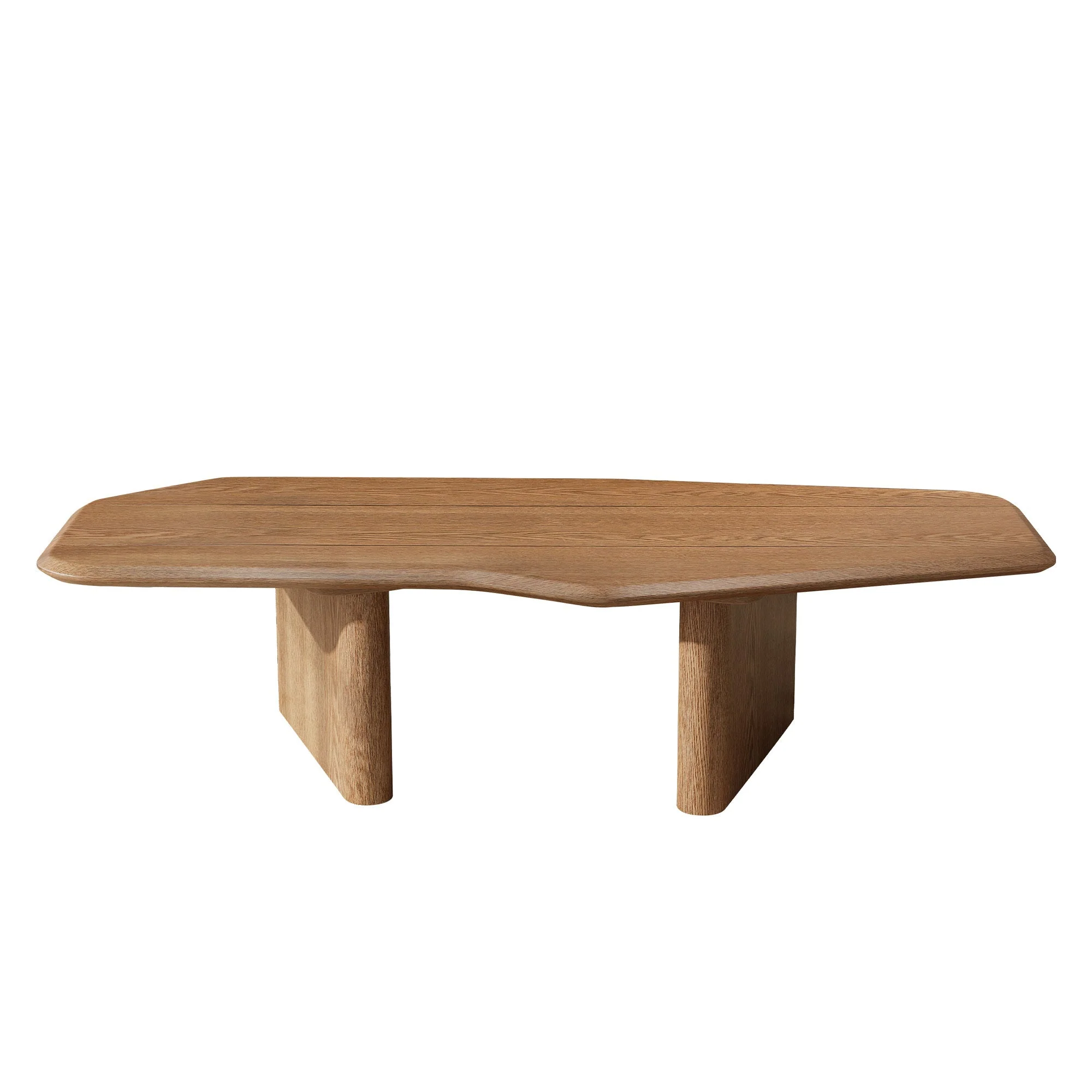 Modern Shape Rustic Ash Wood Veneer Coffee Table