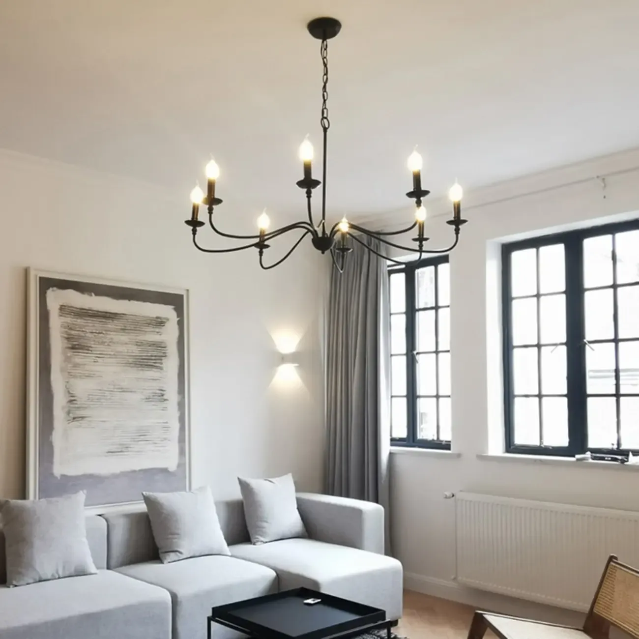 Adjustable Height Classic Golden Candelabra Chandelier