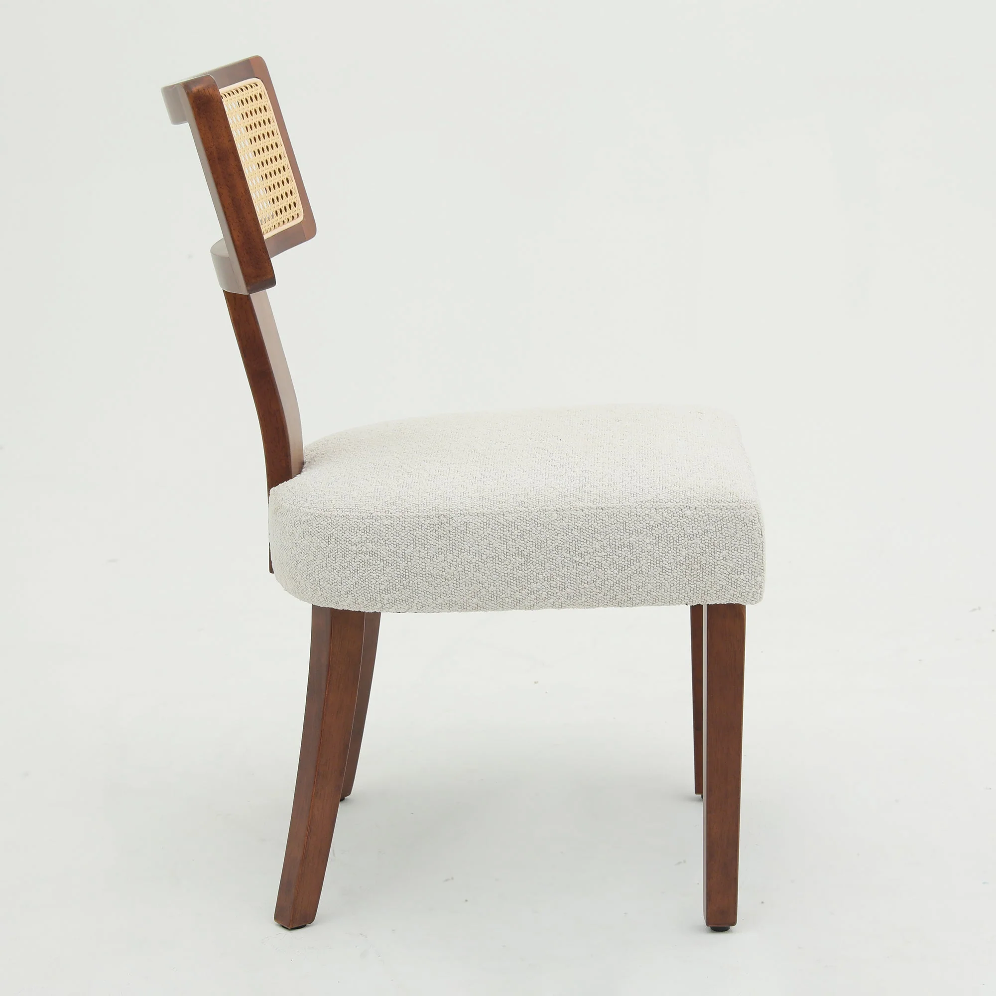 Wood and Rattan Mid Century Modern Dining Chairs Set of 2