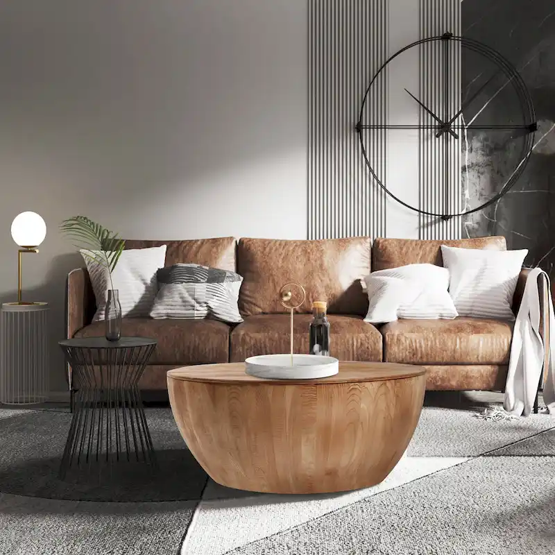 35.43Vintage Style Bucket Shaped Coffee Table for Living Room