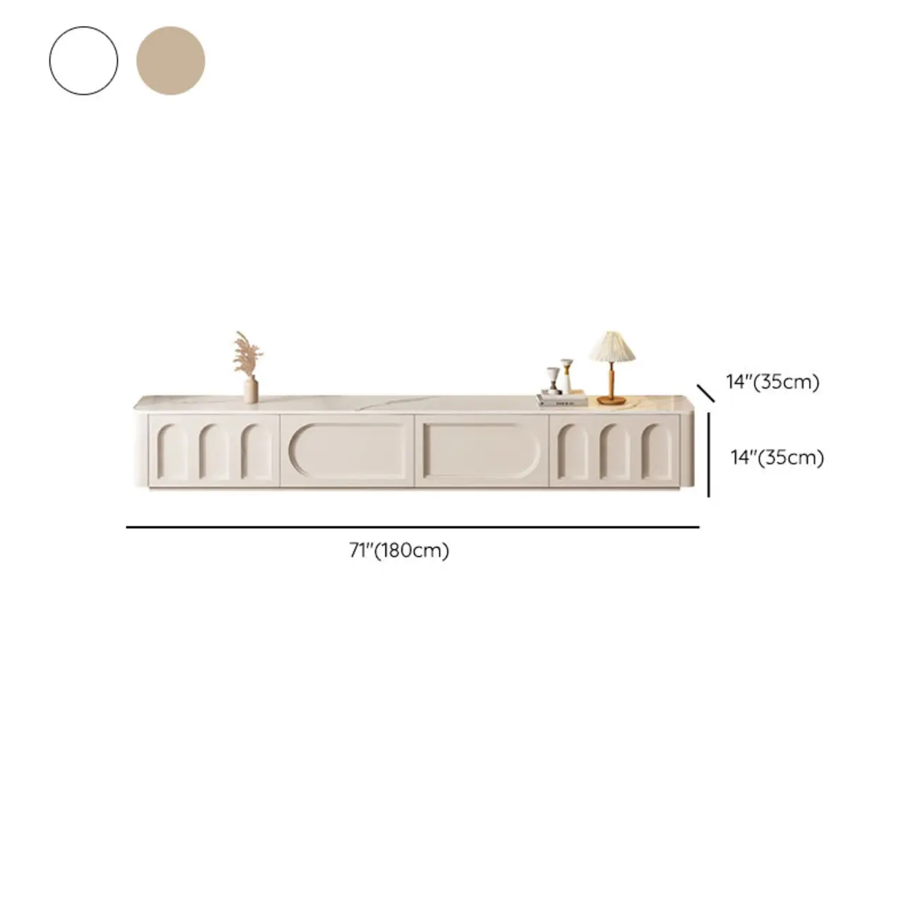 White Modern Long Wooden TV Stand with Drawers