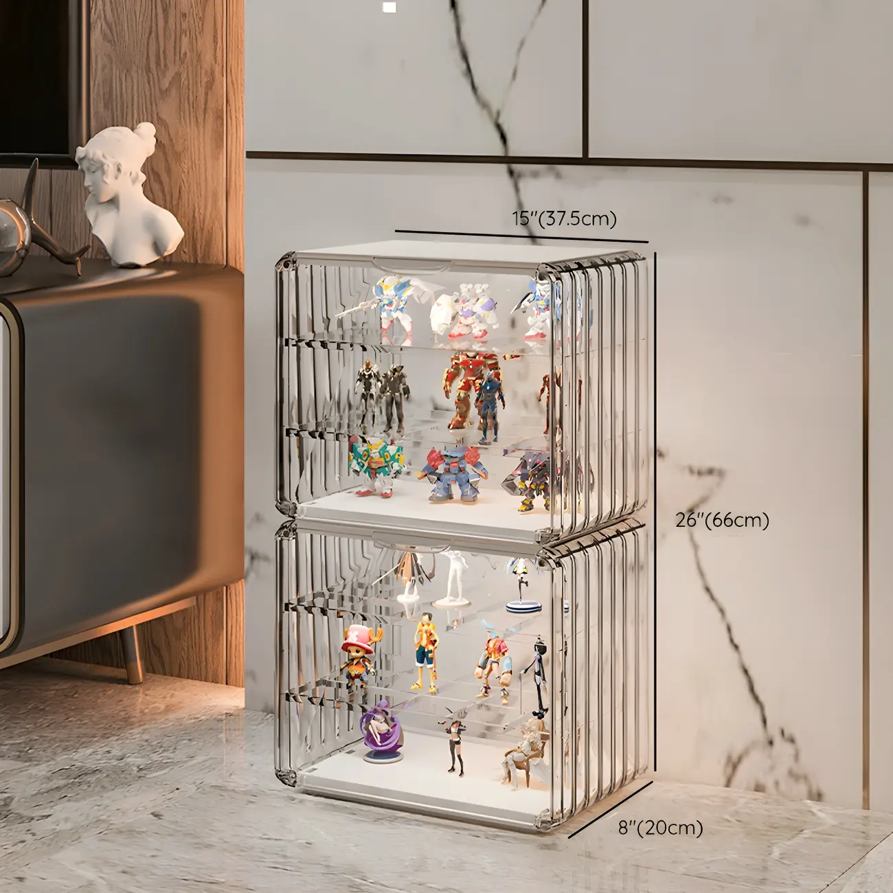 Stylish Stackable Green Clear Acrylic Display Cabinet