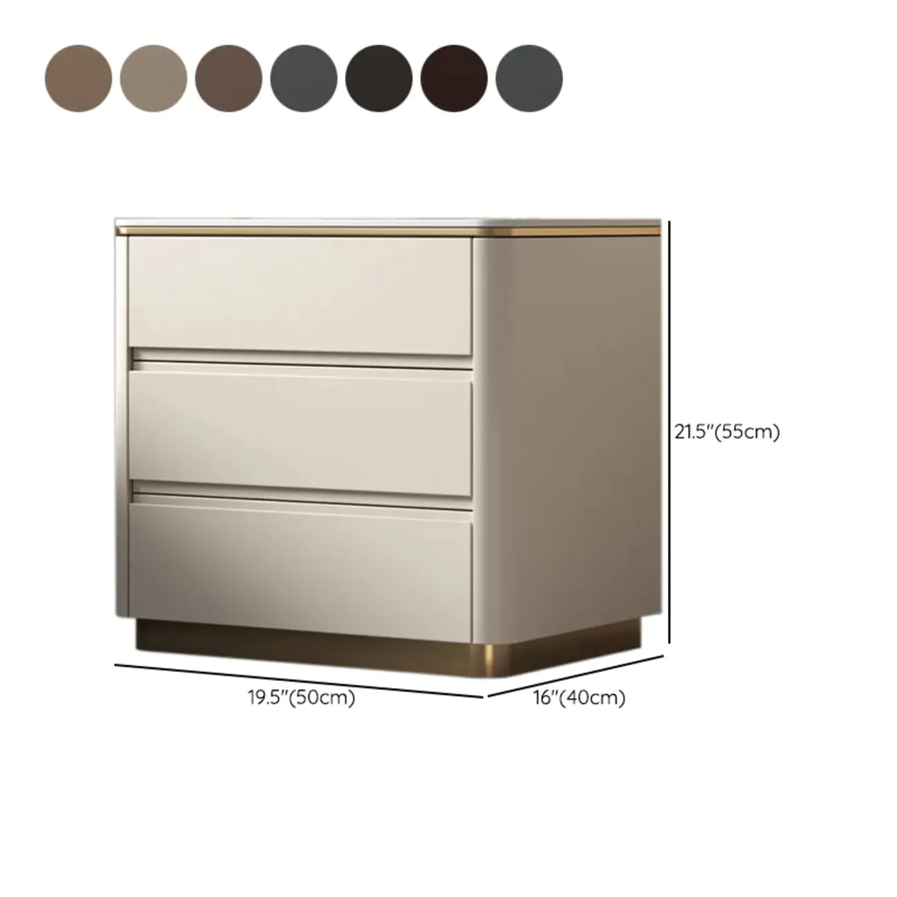 Modern Faux Marble Top Wood 3-Drawer Nightstand