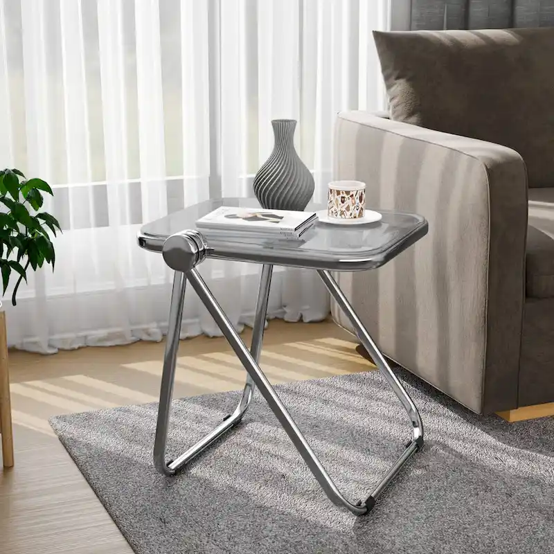 LeisureMod Lawrence Rectangular Folding Table with Aluminum Frame - 16.73