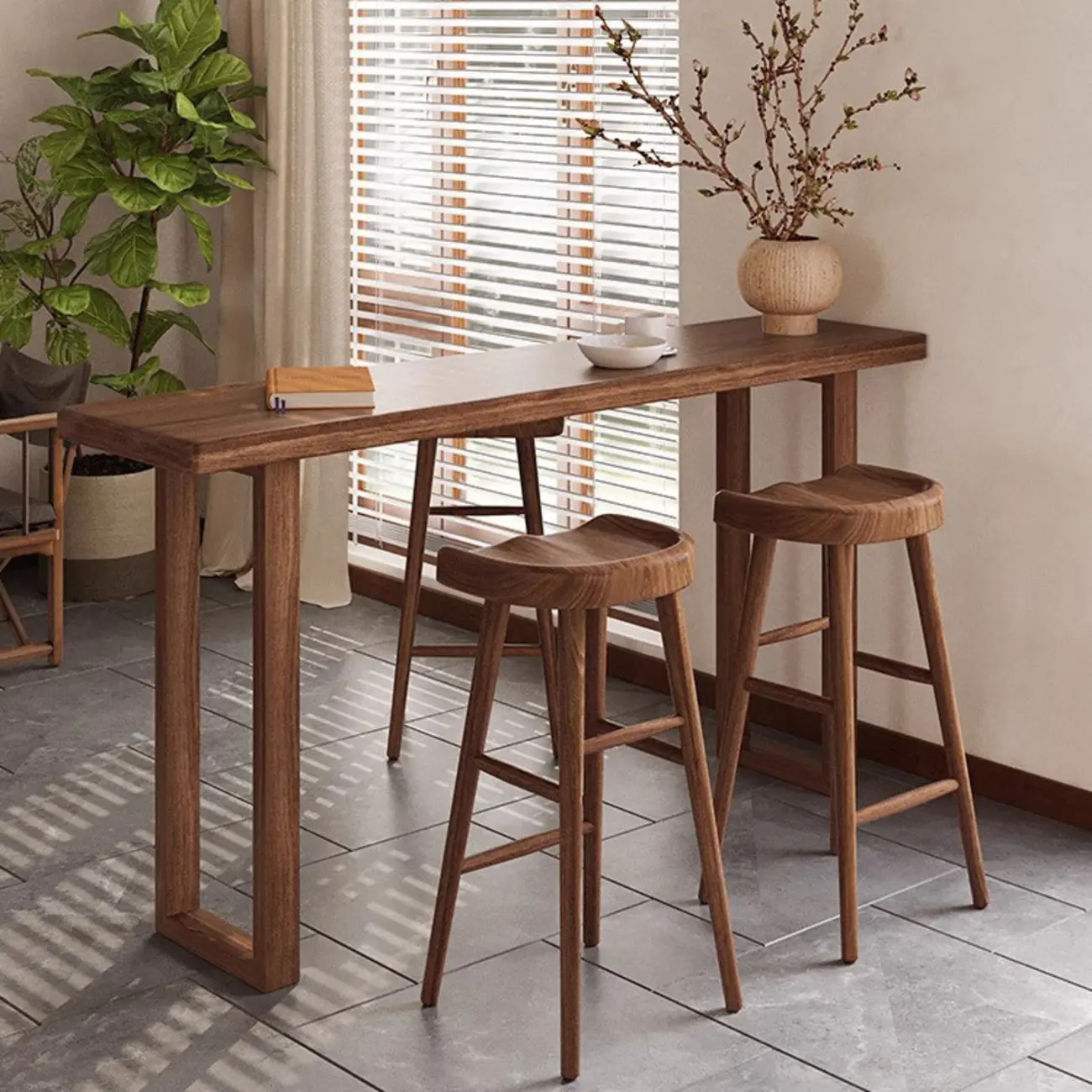 Rustic Cocoa Pine Fixed Top Sled Bar Tables