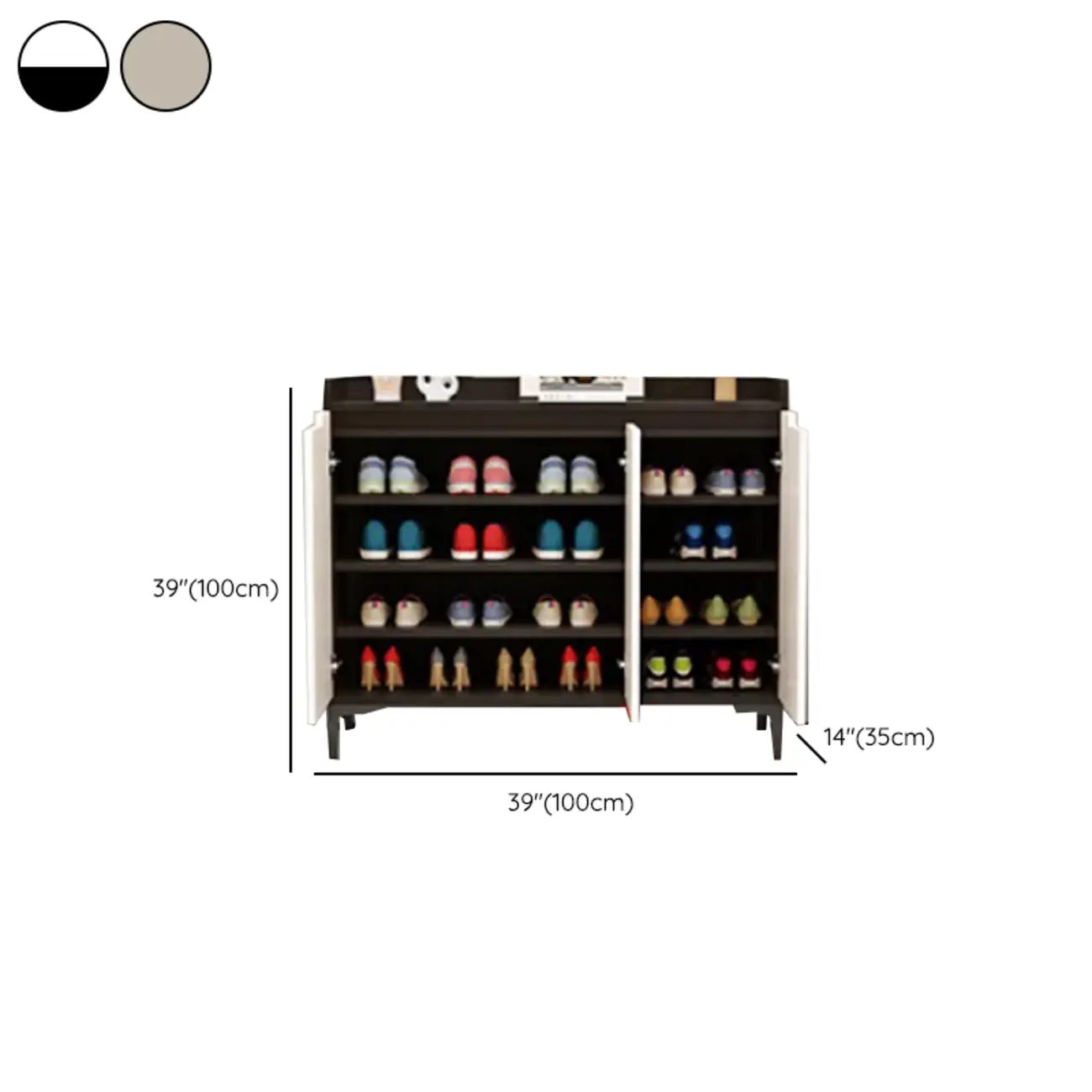 Sleek Milk Cocoa Wood Shoe Cabinet with Display Top