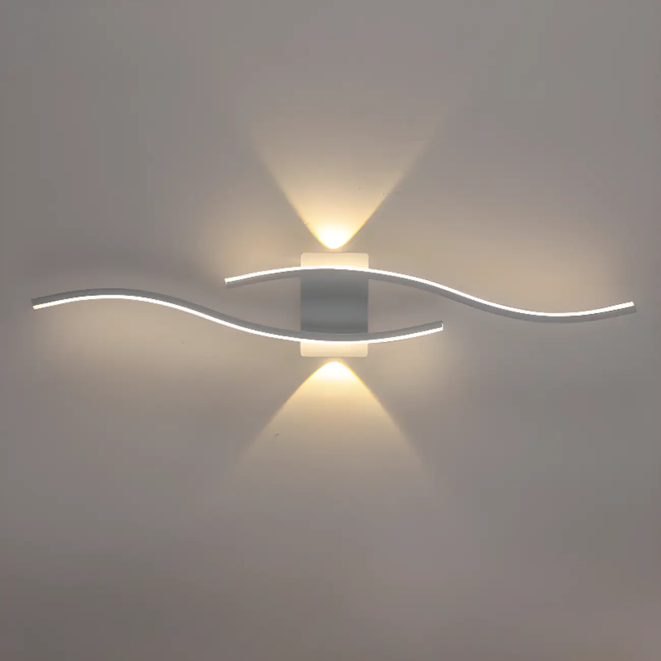 Modern Metal Dual Wave Linear LED Wall Sconce Dimmable