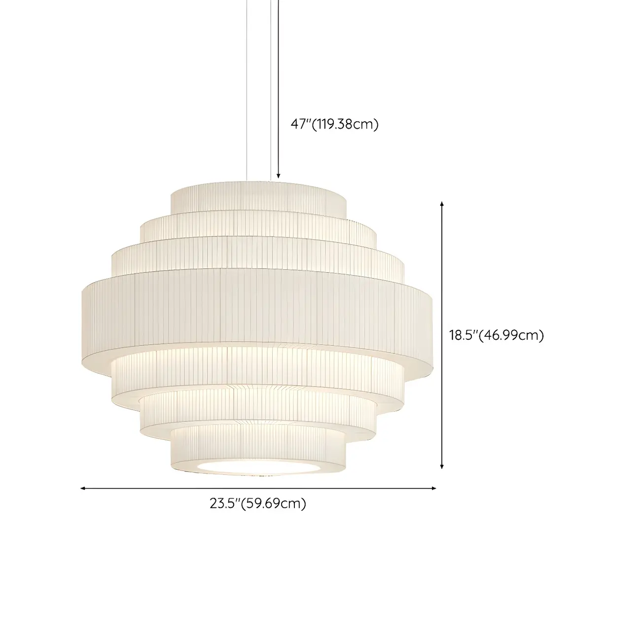 Modern White Geometric Fabric Tiered Chandelier