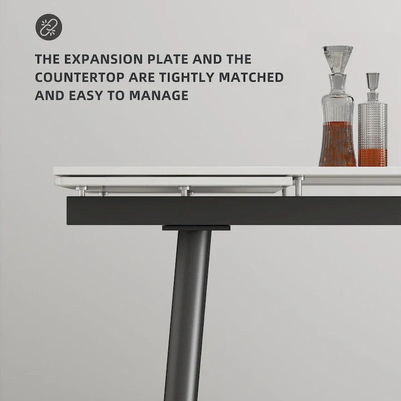 7 Piece 62.9 inch to 94.4 inch Extendable Dining Table Set with Sintered Stone Top 6 Chairs