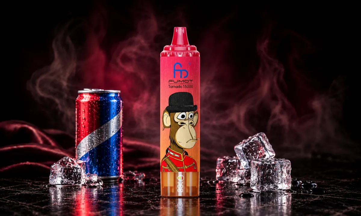FUMOT Tornado 15000 Red Energy Ice – E-Zigarette in einer atmosphärischen Produktszene