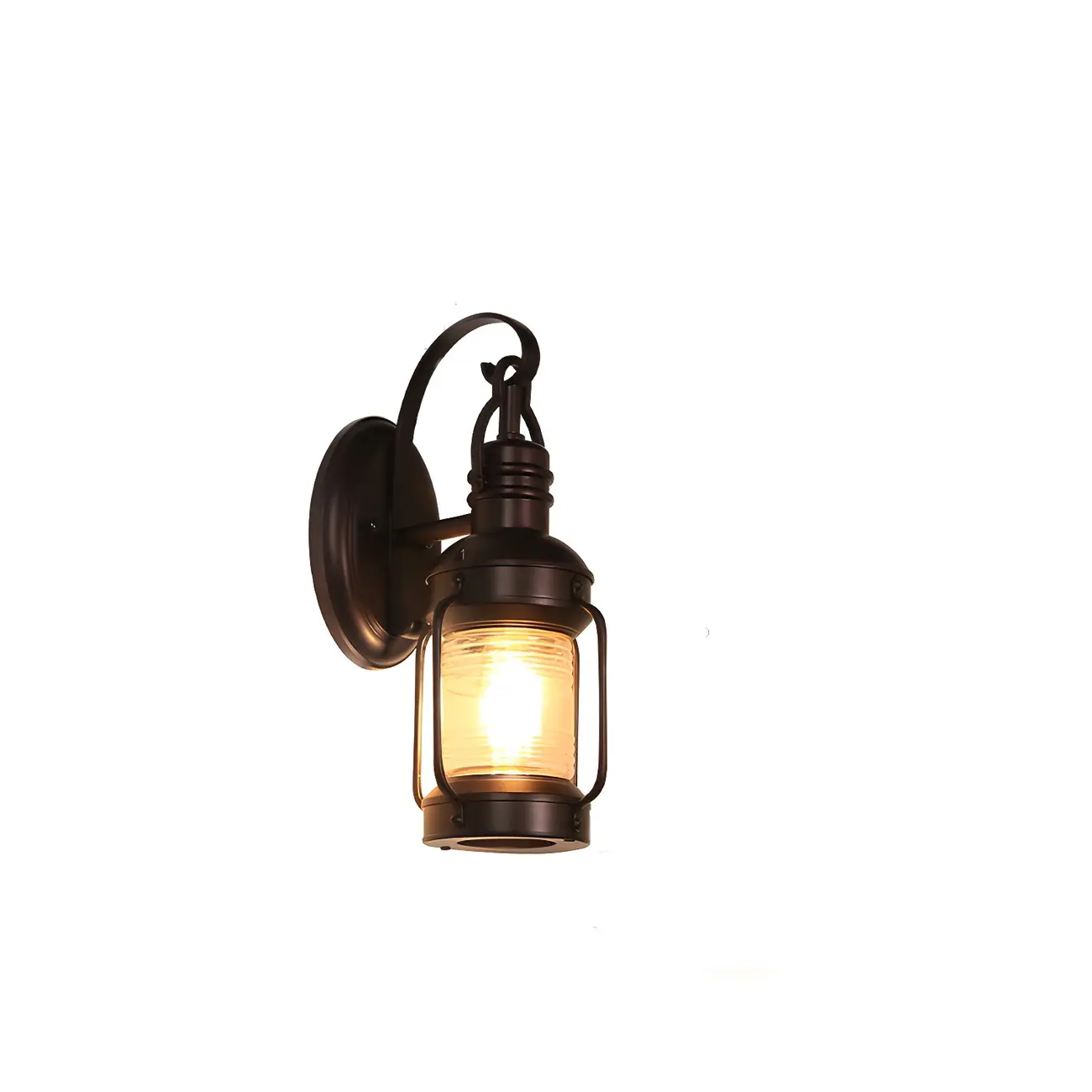 Small Size Outdoor Wall Light Industrial Metal Black Lantern