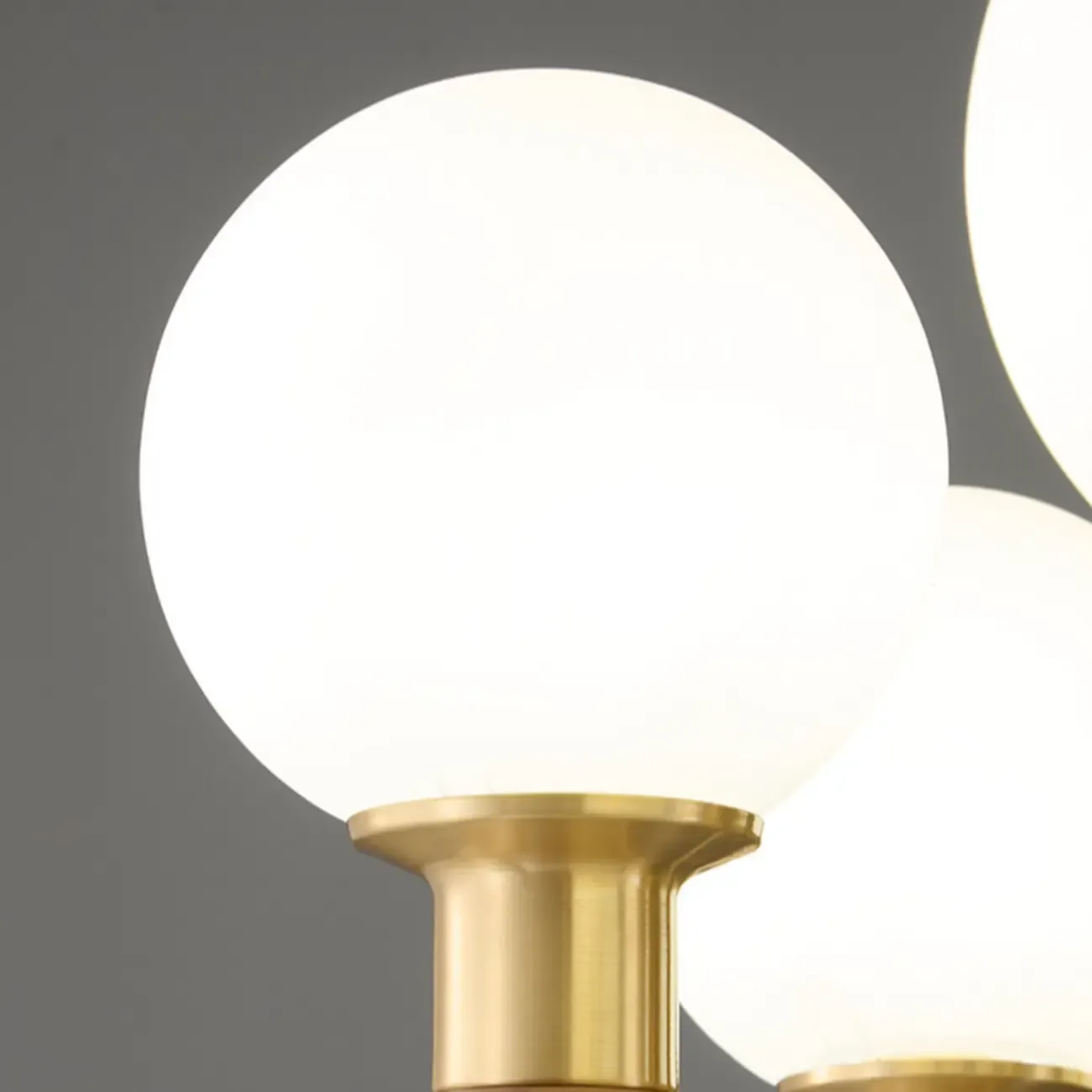 Mid-Century Brass Wood Chandelier with Globe Glass Shade