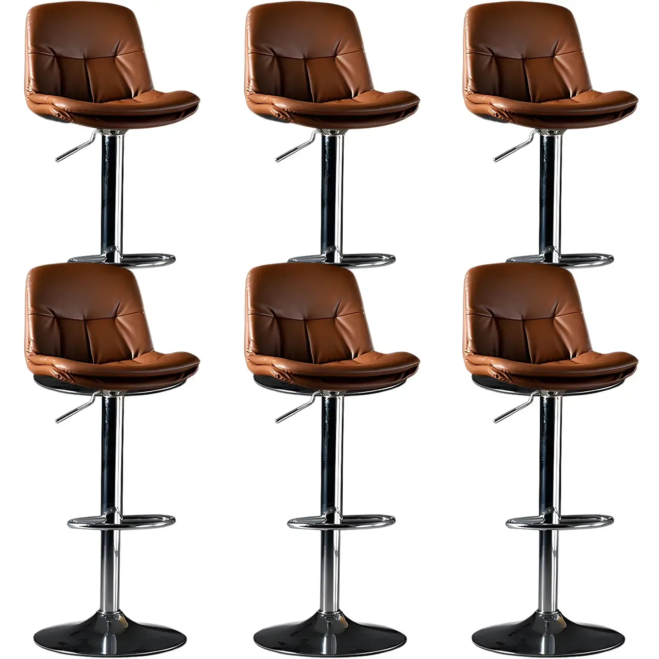 Adjustable Leather Low Back Swivel Bar Stool