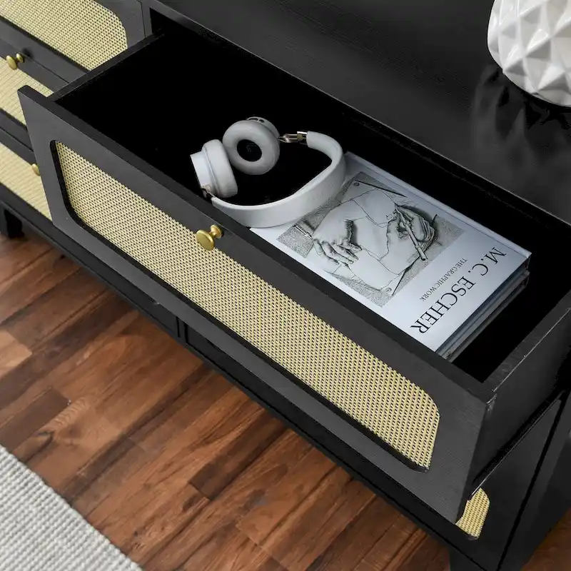 wooden antique six-drawer dresser