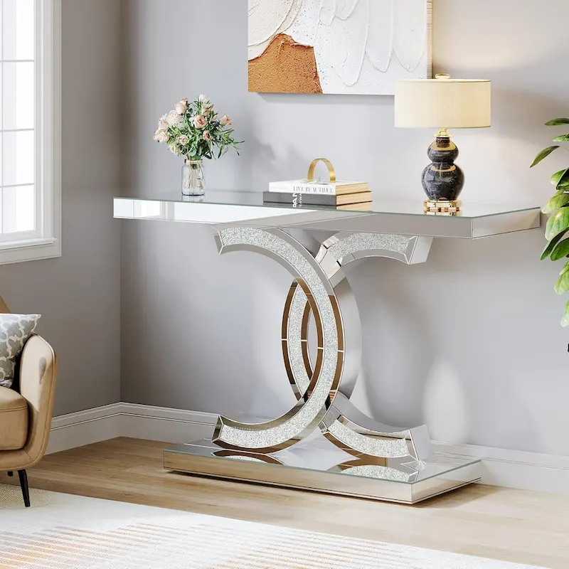Console Table, Entryway Table with Geometric Legs, Sofa Table - 11.81  D x 39.37  W x 31.49  H