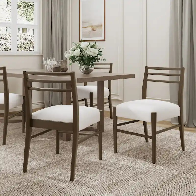 Fescue Fabric and Rubberwood Upholstered Dining Chairs (Set of 2) by Christopher Knight Home
