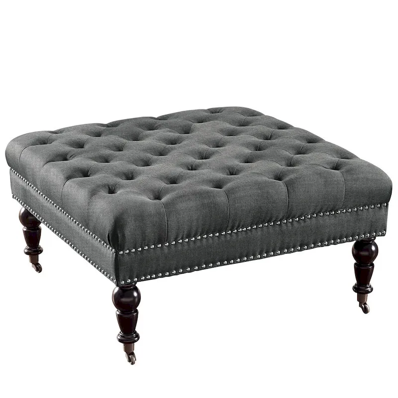 Abigal Charcoal Square Tufted Ottoman