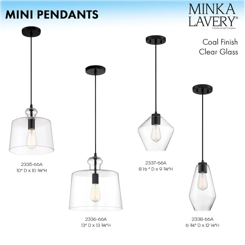 Minka Lavery Clarity Coal & Clear Glass 1 Light Pendant