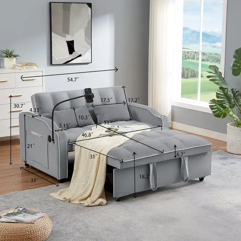 Modern sofa sofa sofa velvet pull-out bed