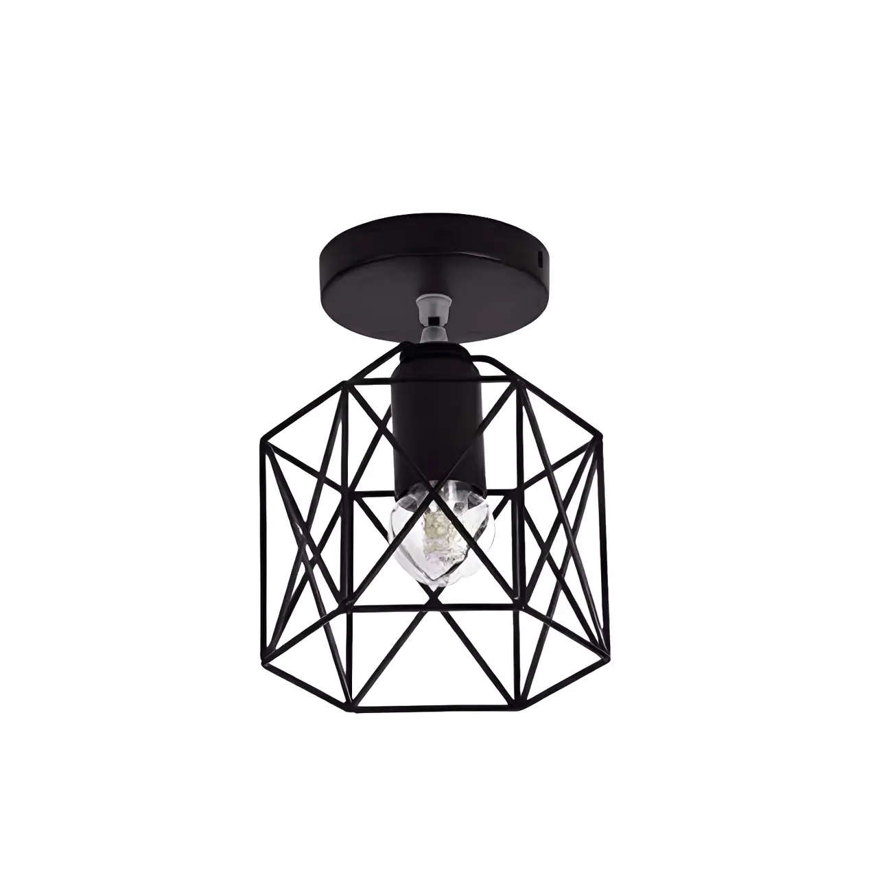 Golden Geometric Metal Industrial Semi Flush Light