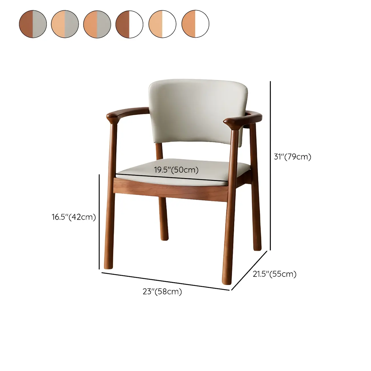 Modern Upholstered Rubberwood Arm Dining Chair Set of 2