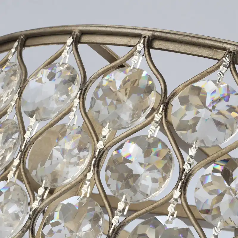 25  Rusted Silver 3-Blade Crystal Ceiling Fan Chandelier with Remote