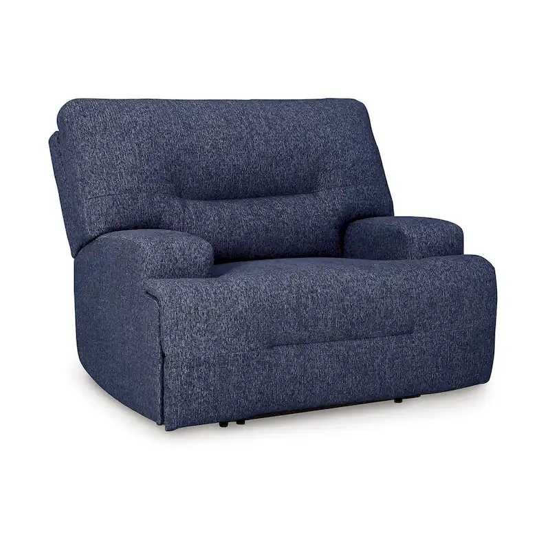 Marissa Wide Seat Power Recliner Chair, Soft Navy Blue Polyester