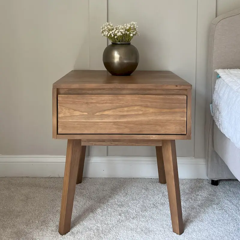 Plank and Beam Scandinavian Nightstand with 1 Drawer
