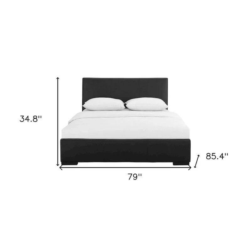 HomeRoots Black Faux Leather King Bed Frame
