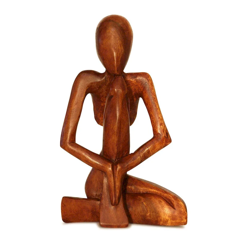 12  Abstract Sculpture Wooden Handmade Handcrafted  Praying Man  Statue Home Dcor Yoga Figurine Accent Hand Carved