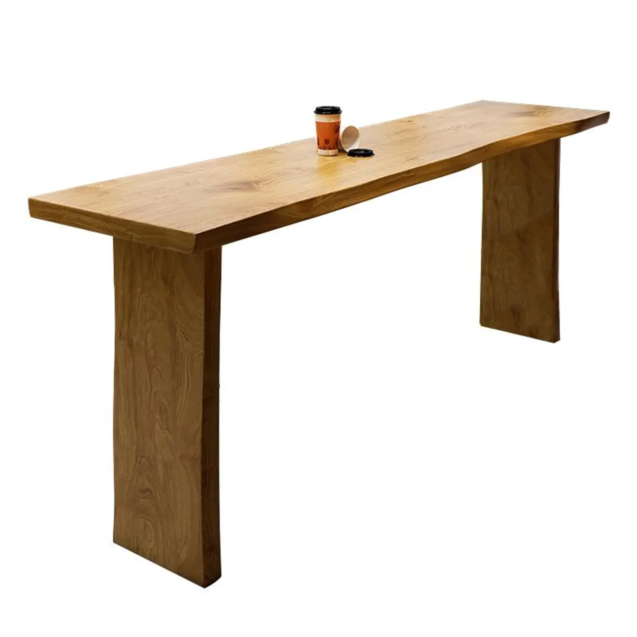 Modern Light Brown Pine Wood Double Pedestal Bar Tables