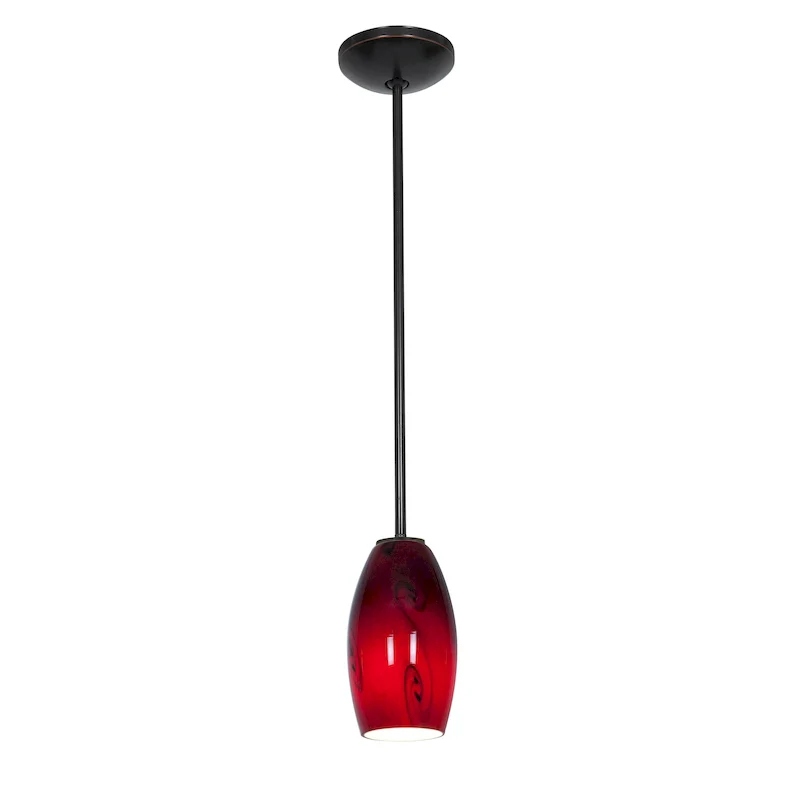 Access Lighting Merlot Bronze LED Rod Pendant, Red Sky Shade