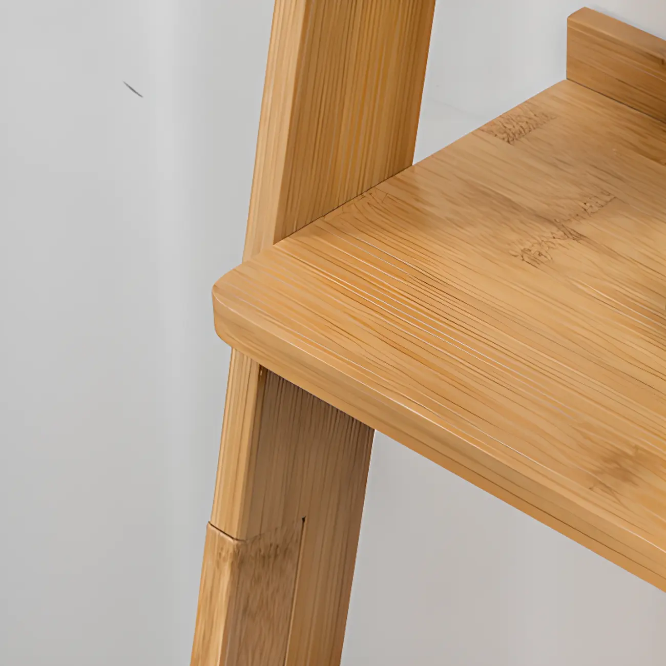 Bamboo Open 4 Shelves Adjustable Ladder Bookcase