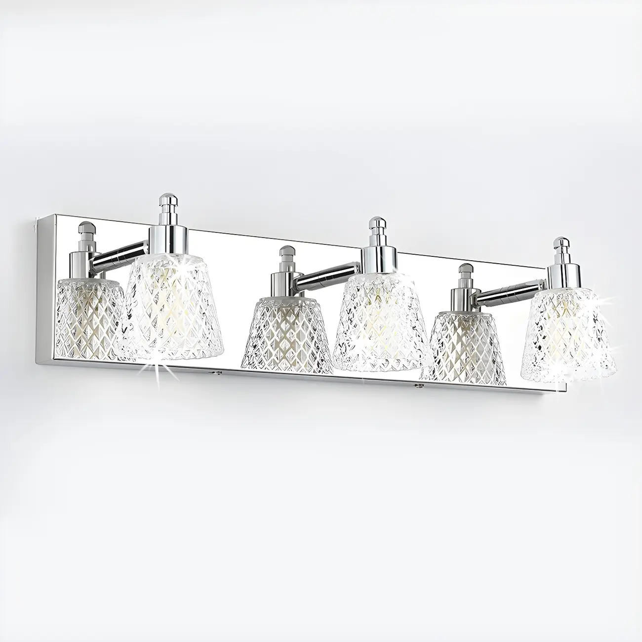 3-Light Modern Clear Glass Silver Bathroom Vanity Light