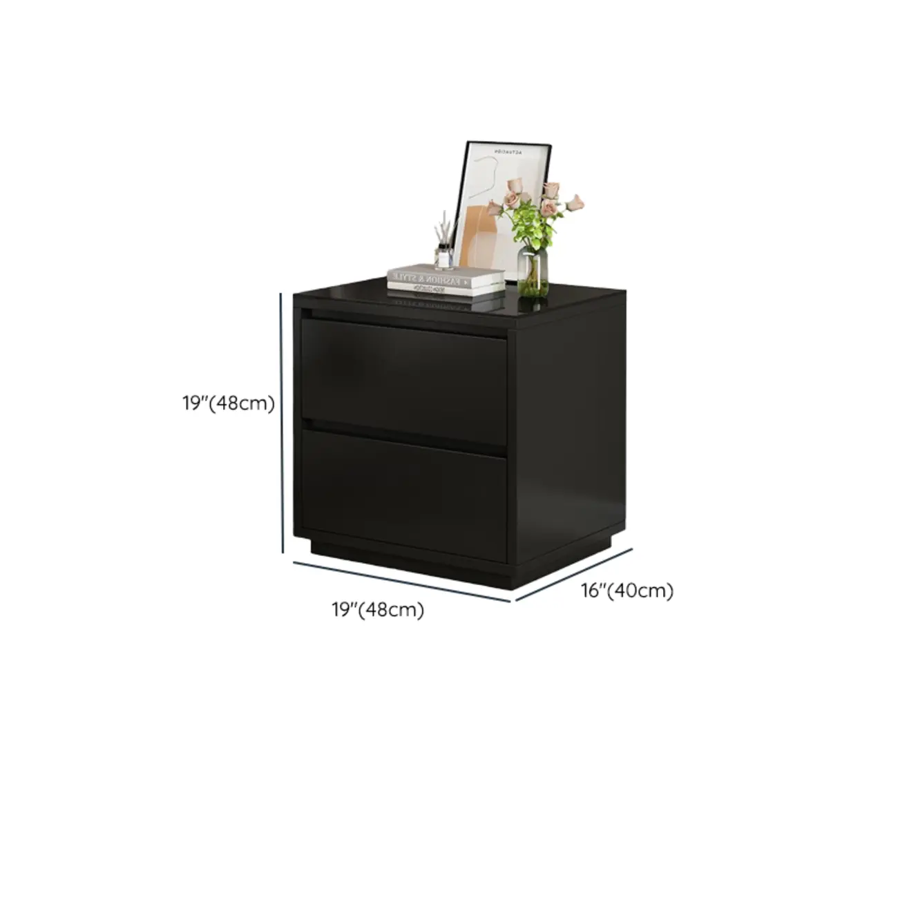 Wood Modern Narrow Two-Drawer Nightstand