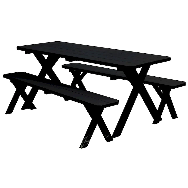 Pine 5' Cross-Leg Picnic Table with 2 Benches