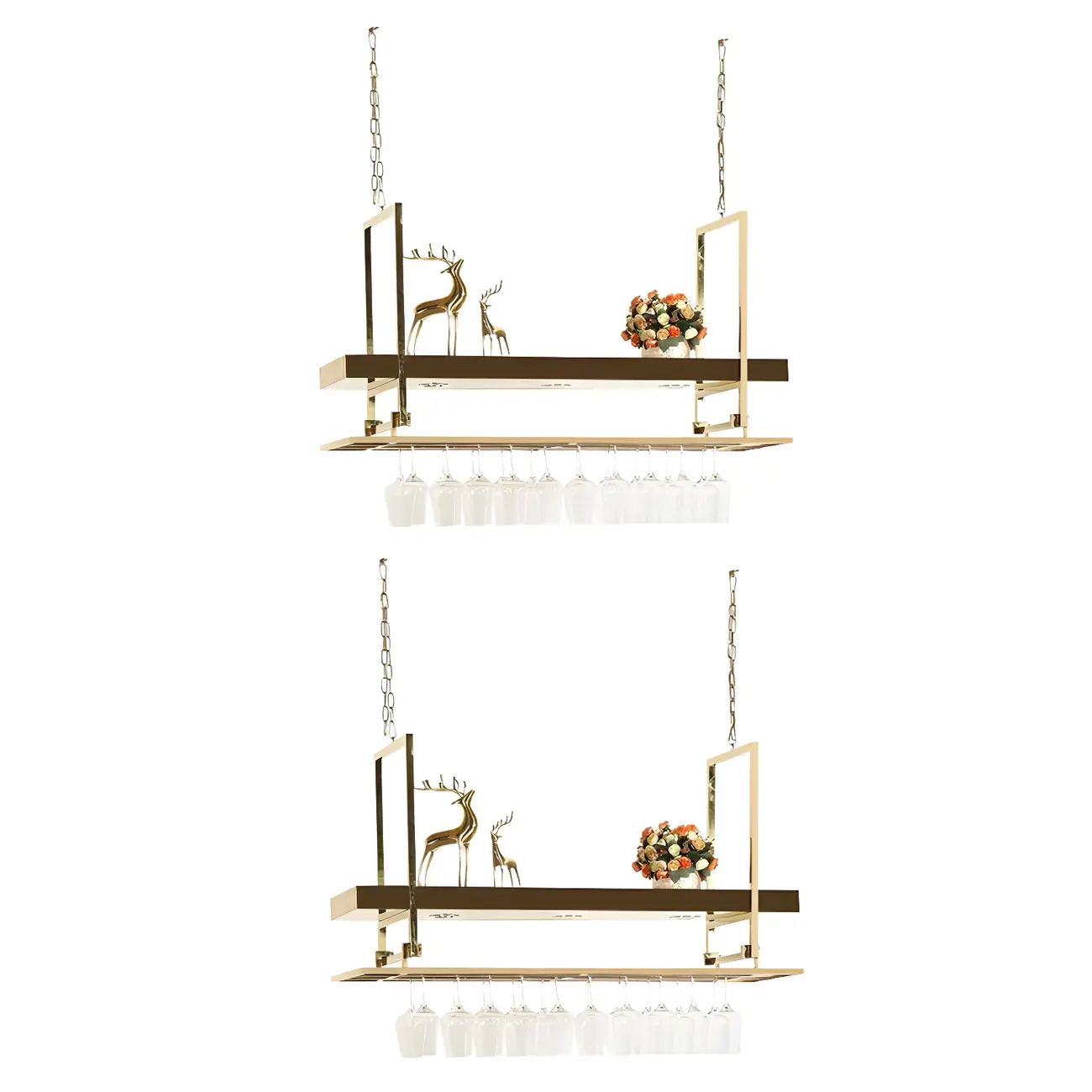 Glam Gold Metal Hanging Wine Glass Rack