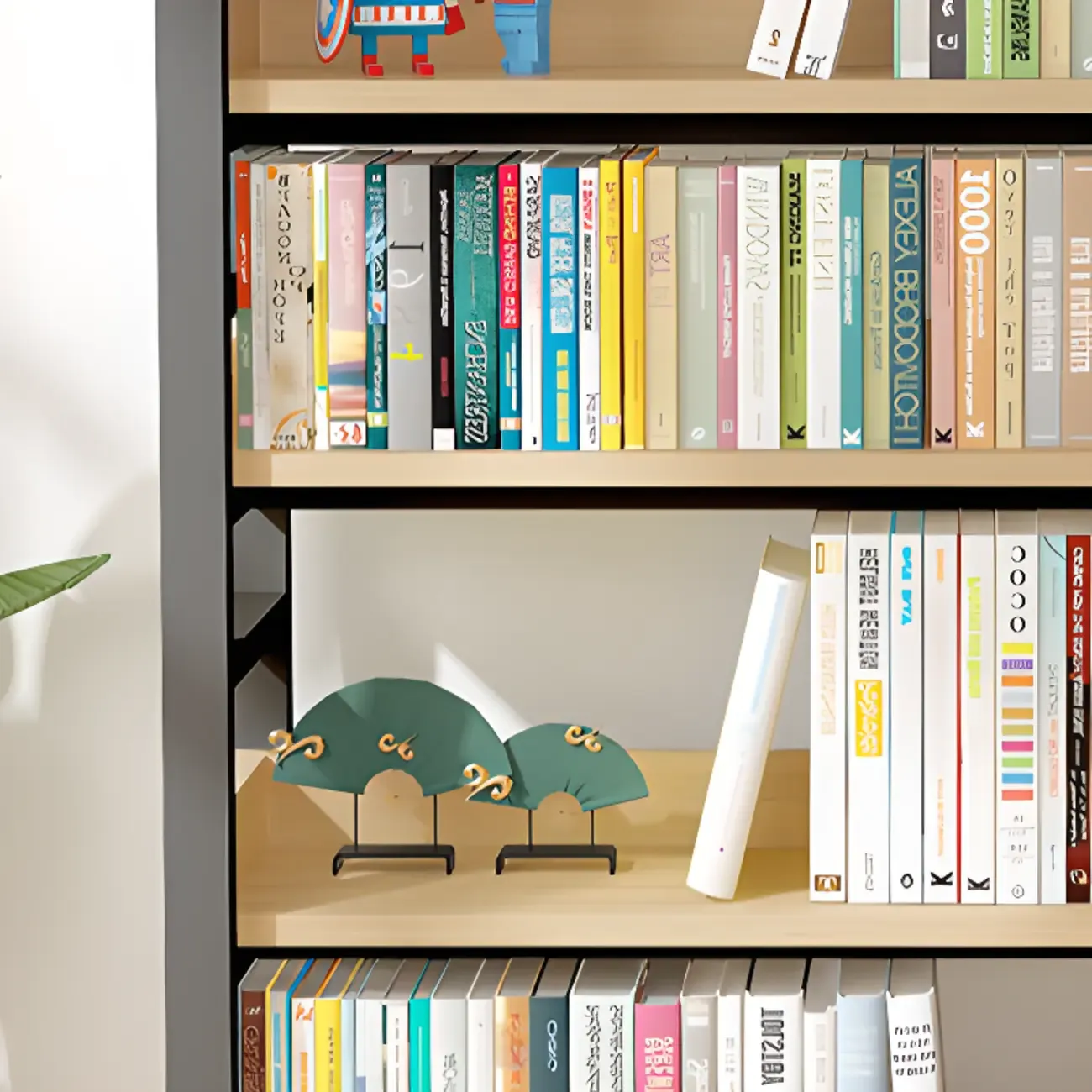 Freestanding Simple Multi-Layer Wood Bookshelf in Steel Frame