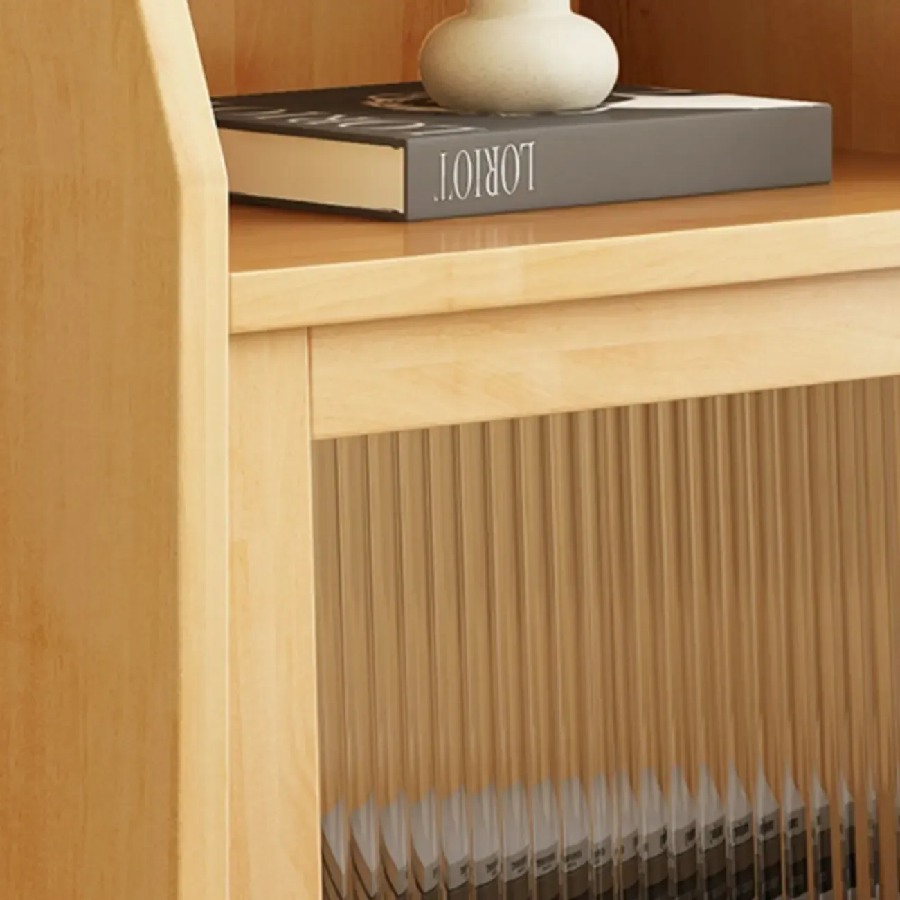 Scandinavian Natural Finish Flip-up Solid Wood Nightstand