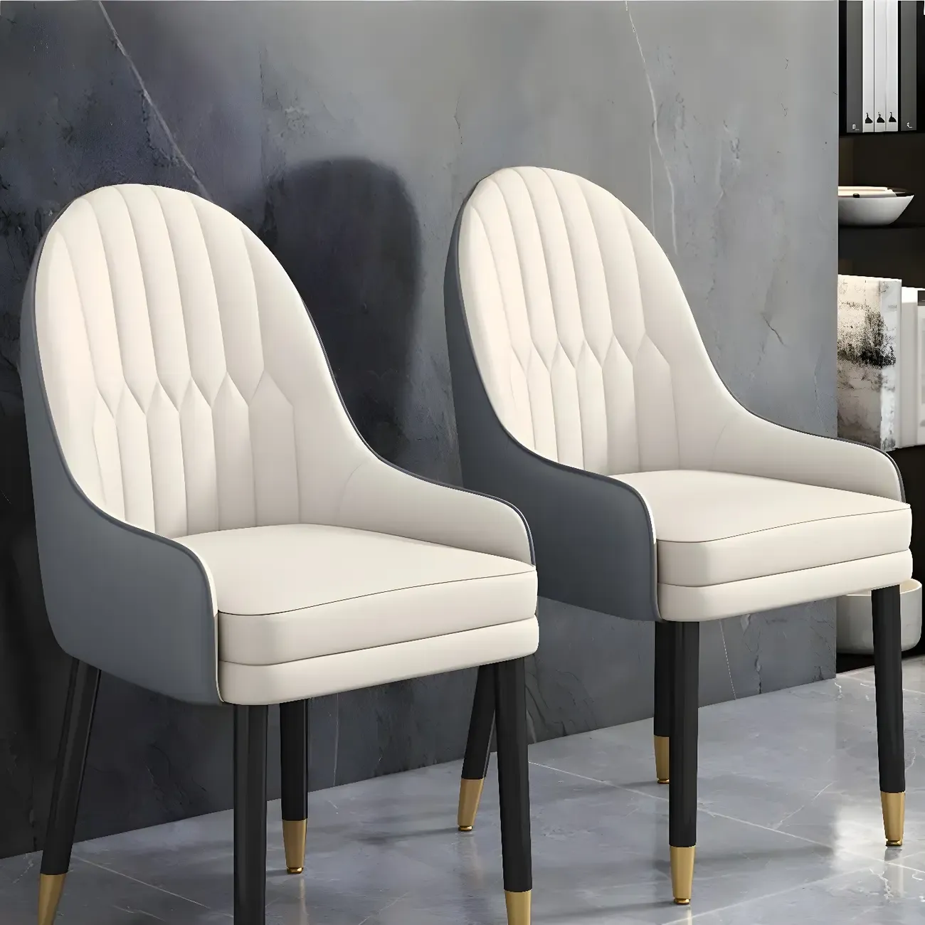 Modern Leather Upholstered Dining Chair with Arms