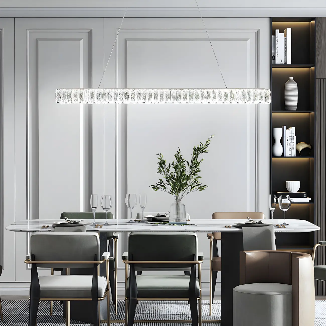 Trendy Modern Crystal Linear Pendant Light