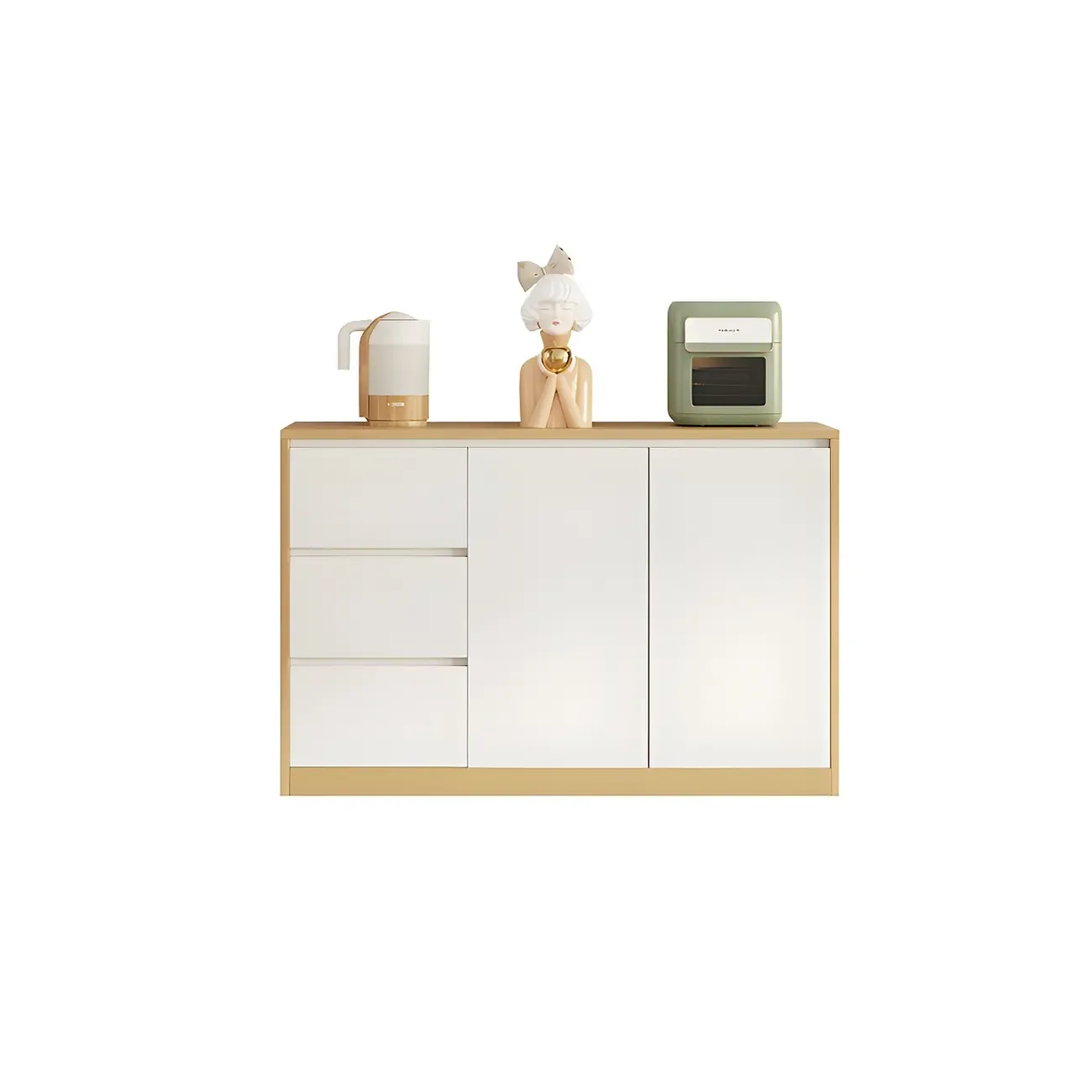 Modern Wooden Sideboard with 3 Drawers in White