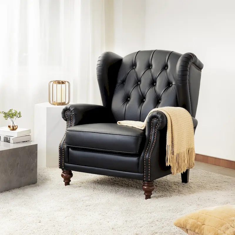 Alex Classic Leather Armchair with Nailhead Trim by HULALA HOME