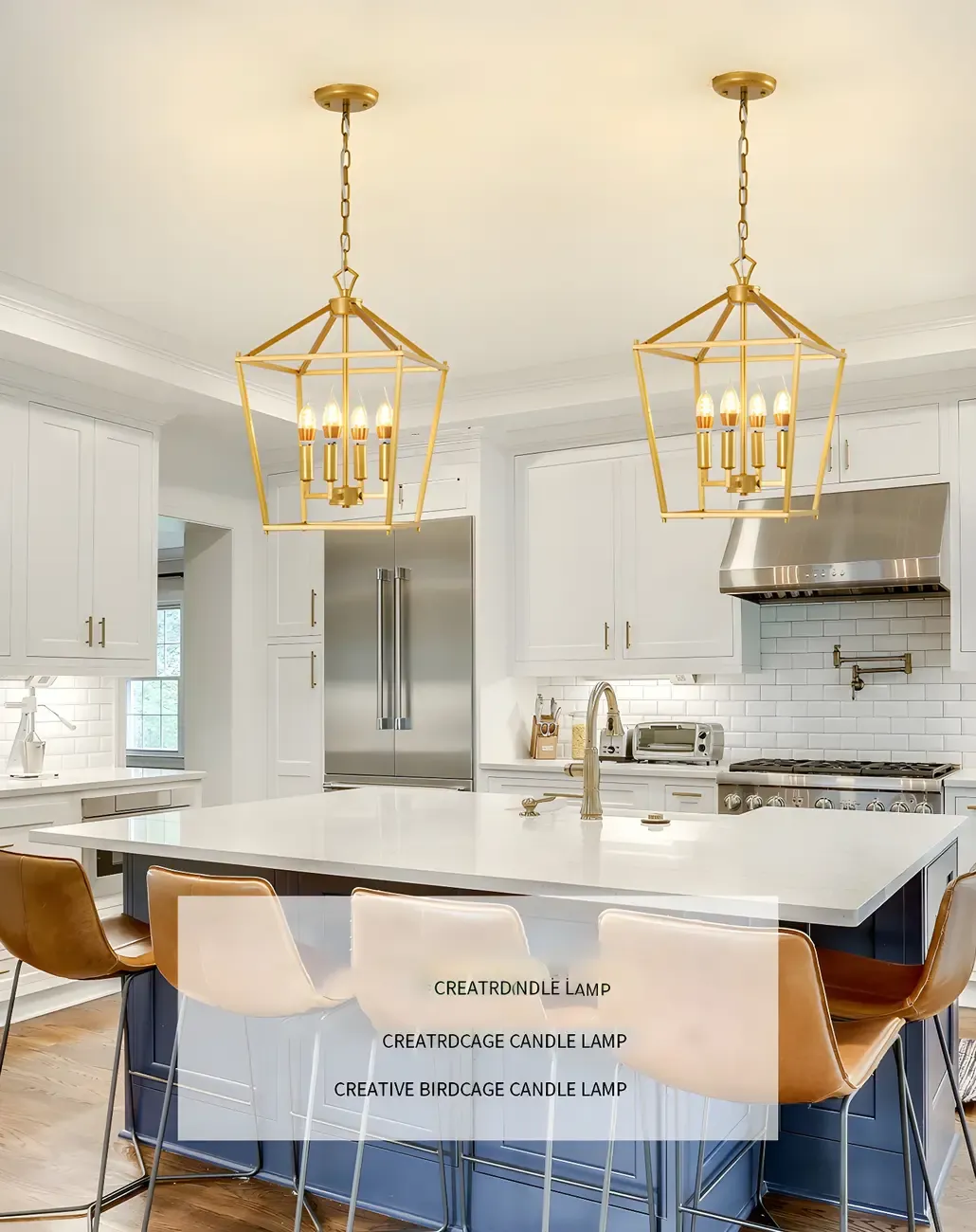 Adjustable Industrial Metal Lantern Caged Candle Chandelier