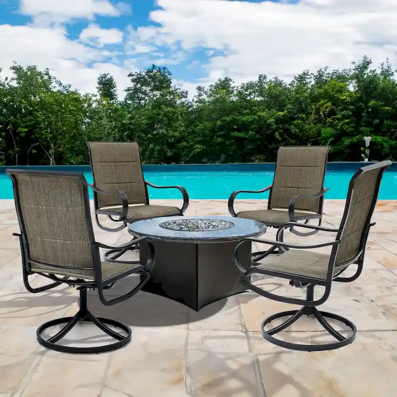 Patio Dining Set with 23 W Upholstered Swivel Chairs and Table