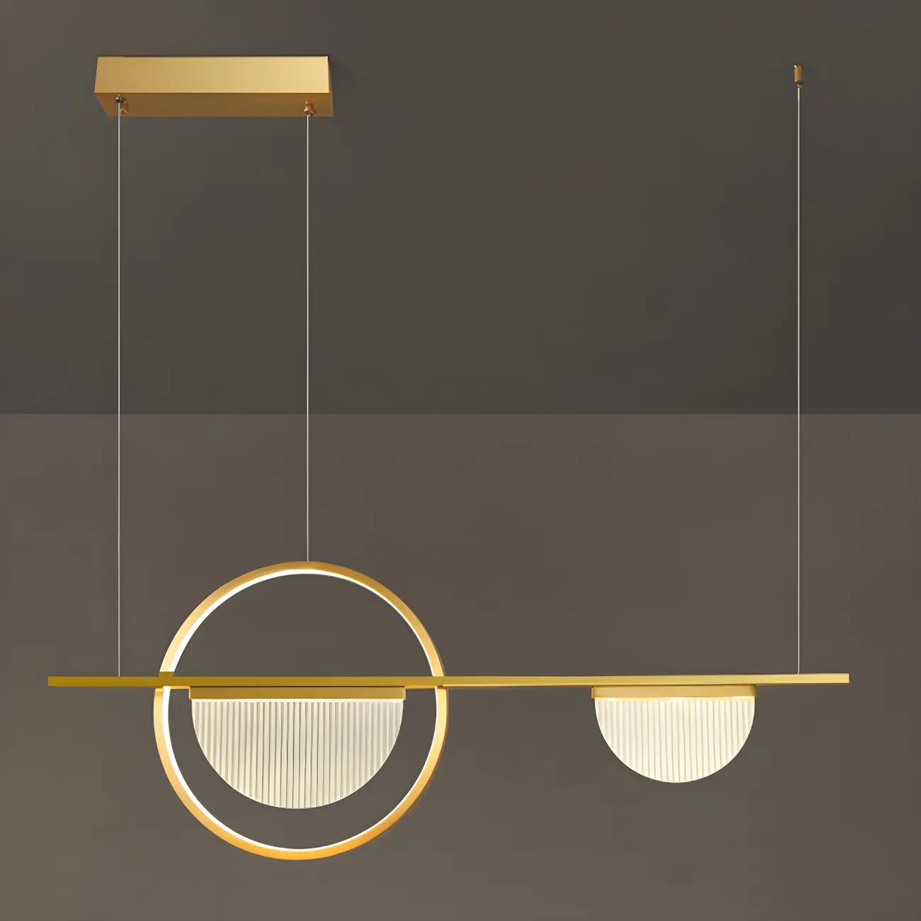 Modern Brass Semicircle Island Pendant Light