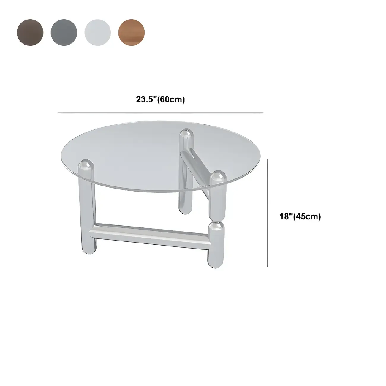 Round Glass Top Coffee Table with Stainless Steel Base