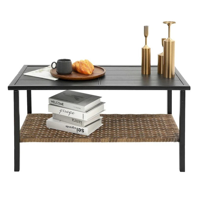 Patio 4 Piece Sectional Low Dining Conversation Sofa Set w/ Cushion