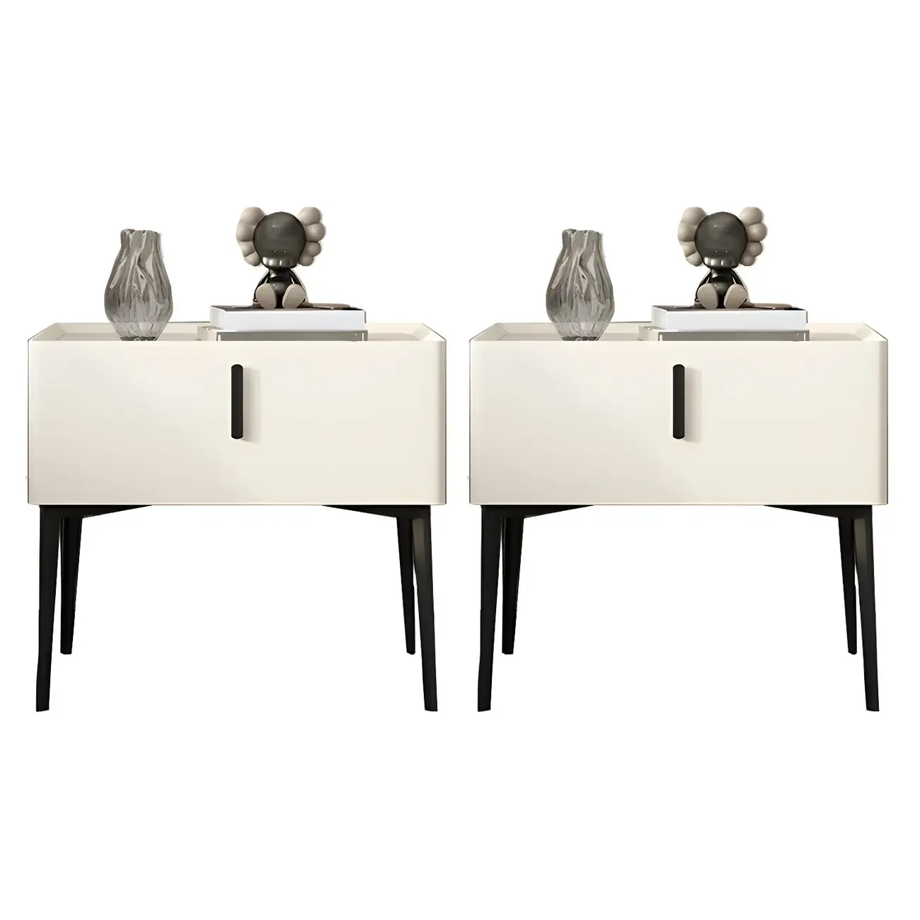 Trendy Narrow Cubic Wooden Nightstand with Legs